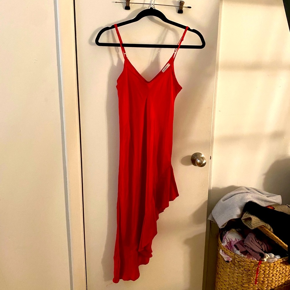 🦋 Silk Laundry Ruffle 100% Silk Bias Cut Slip Dress